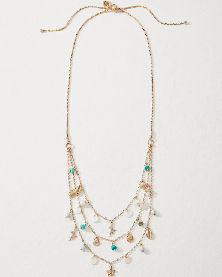 Tommy Bahama Coral Isles Semi-Precious Stone & Pearl Layered Necklace-Women Jewelry