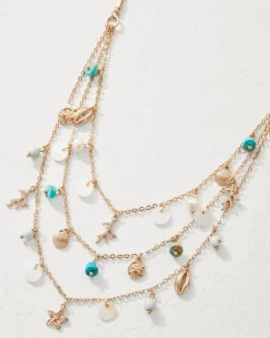 Tommy Bahama Coral Isles Semi-Precious Stone & Pearl Layered Necklace-Women Jewelry