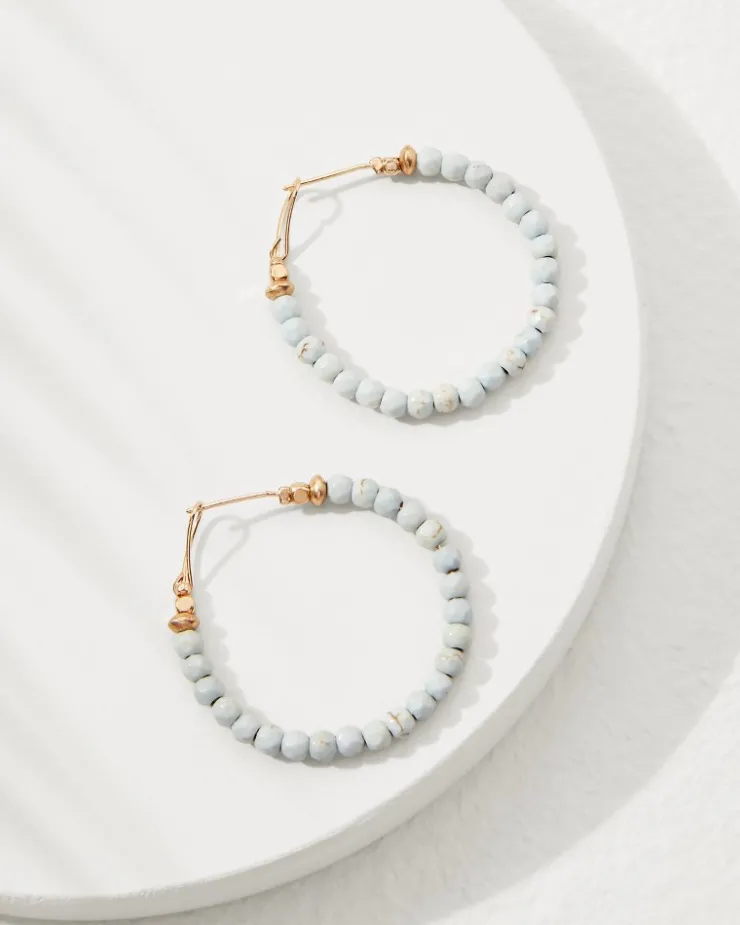 Tommy Bahama Coral Isles Turquoise Bead Hoop Earrings-Women Jewelry