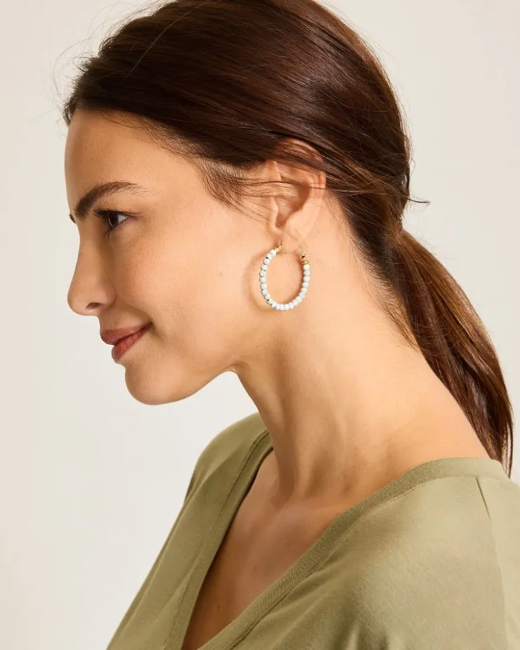 Tommy Bahama Coral Isles Turquoise Bead Hoop Earrings-Women Jewelry
