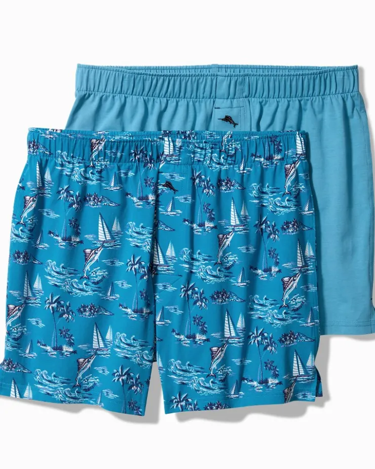 Tommy Bahama Cotton Knit Marlin Print Boxers — 2-Pack- Underwear|Loungewear & Pajamas