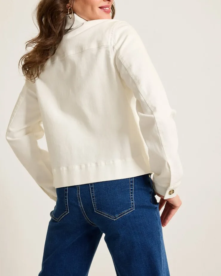 Tommy Bahama Cotton Twill Cropped Peacoat-Women Jackets