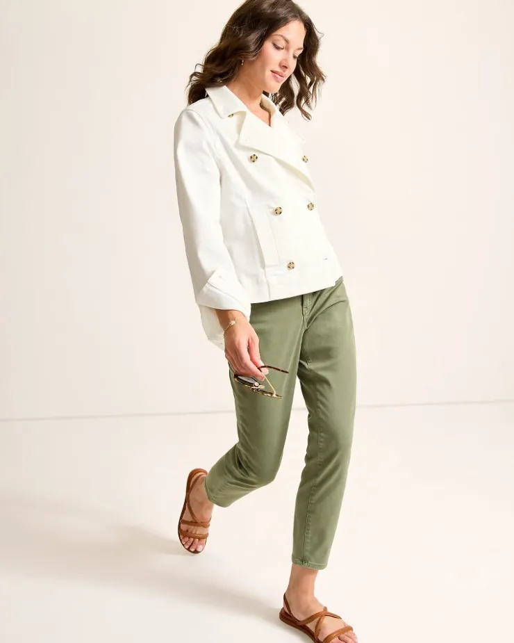 Tommy Bahama Cotton Twill Cropped Peacoat-Women Jackets