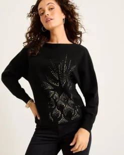 Tommy Bahama Embellished Pineapple Cashmere-Blend Sweater-Women Sweaters