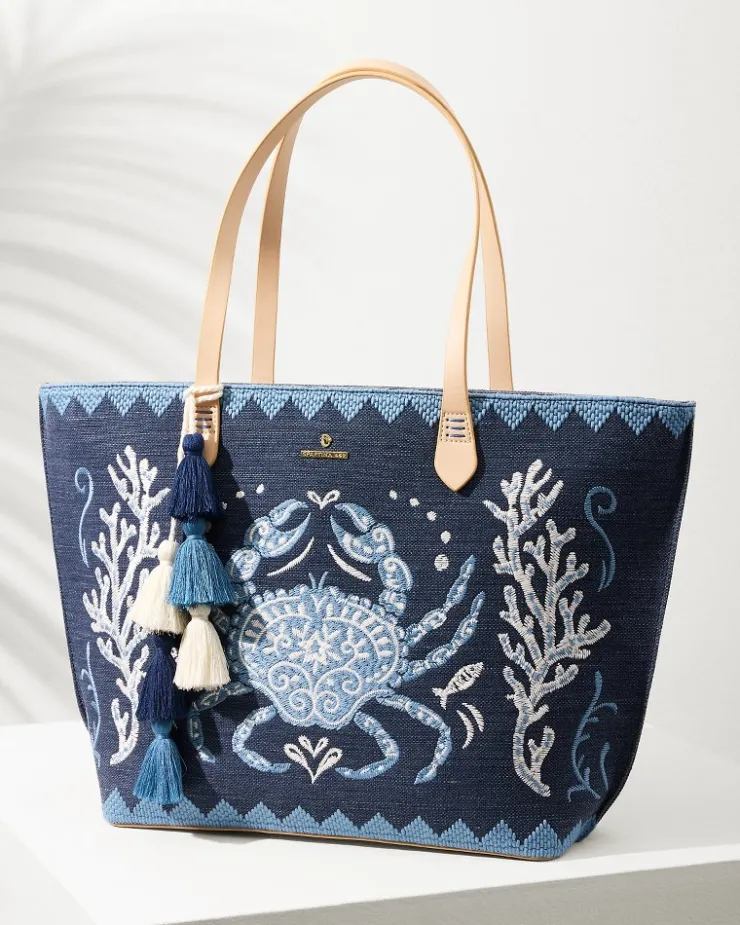 Tommy Bahama Embroidered Fiesta Crab Tote-Women Handbags & Clutches