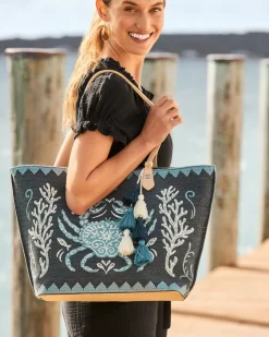 Tommy Bahama Embroidered Fiesta Crab Tote-Women Handbags & Clutches