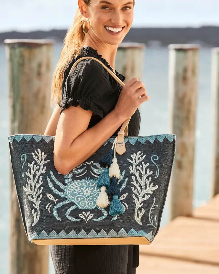 Tommy Bahama Embroidered Fiesta Crab Tote-Women Handbags & Clutches