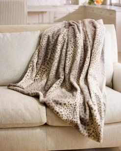 Tommy Bahama Faux Fur Printed Cheetah Throw- Throws