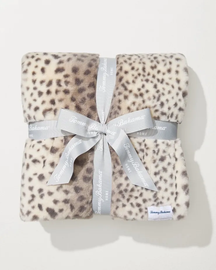 Tommy Bahama Faux Fur Printed Cheetah Throw- Throws