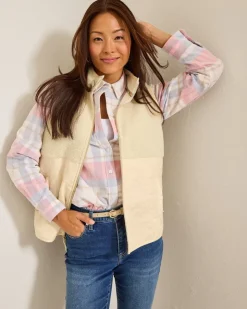 Tommy Bahama Faux Sherpa Hybrid Vest-Women Jackets|Sweatshirts