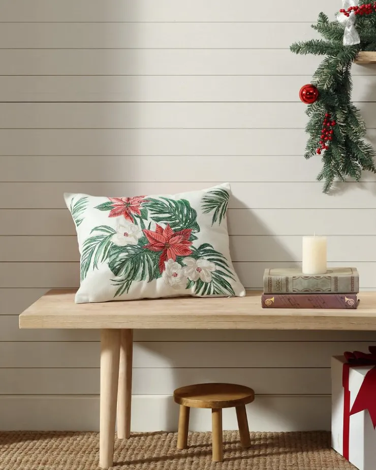 Tommy Bahama Festive Palms Velvet Embroidered Decorative Pillow- Pillows & Shams