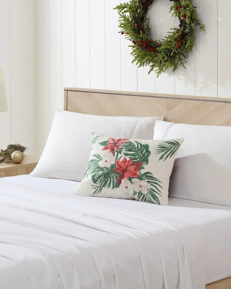Tommy Bahama Festive Palms Velvet Embroidered Decorative Pillow- Pillows & Shams