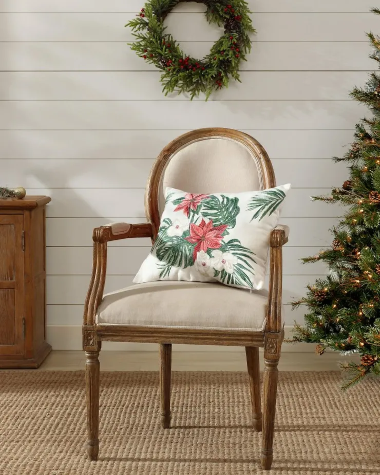 Tommy Bahama Festive Palms Velvet Embroidered Decorative Pillow- Pillows & Shams
