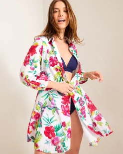 Tommy Bahama Fiesta Floral Coverup Shirt Dress-Women Beach Coverups|Dresses