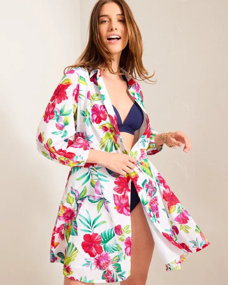 Tommy Bahama Fiesta Floral Coverup Shirt Dress-Women Beach Coverups|Dresses