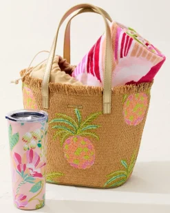 Tommy Bahama Flamingo Pineapple Straw Tote-Women Beach Bags|Handbags & Clutches