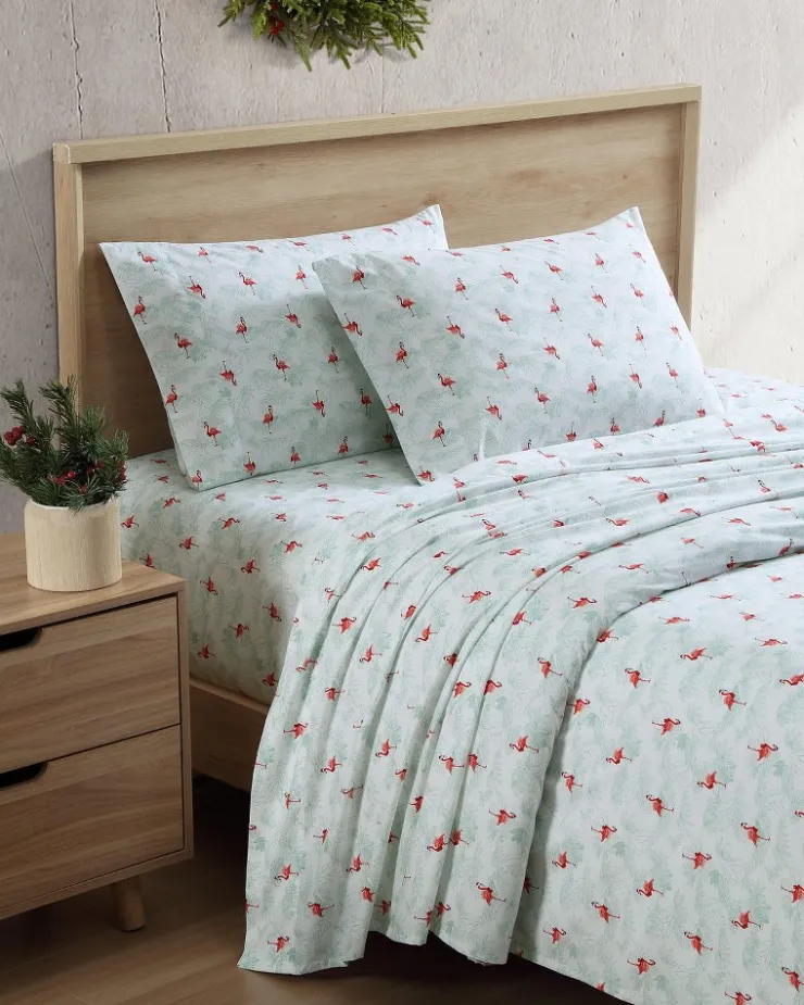 Tommy Bahama Flamingo Santa 4-Piece King Sheet Set- Sheet Sets & Bedskirts