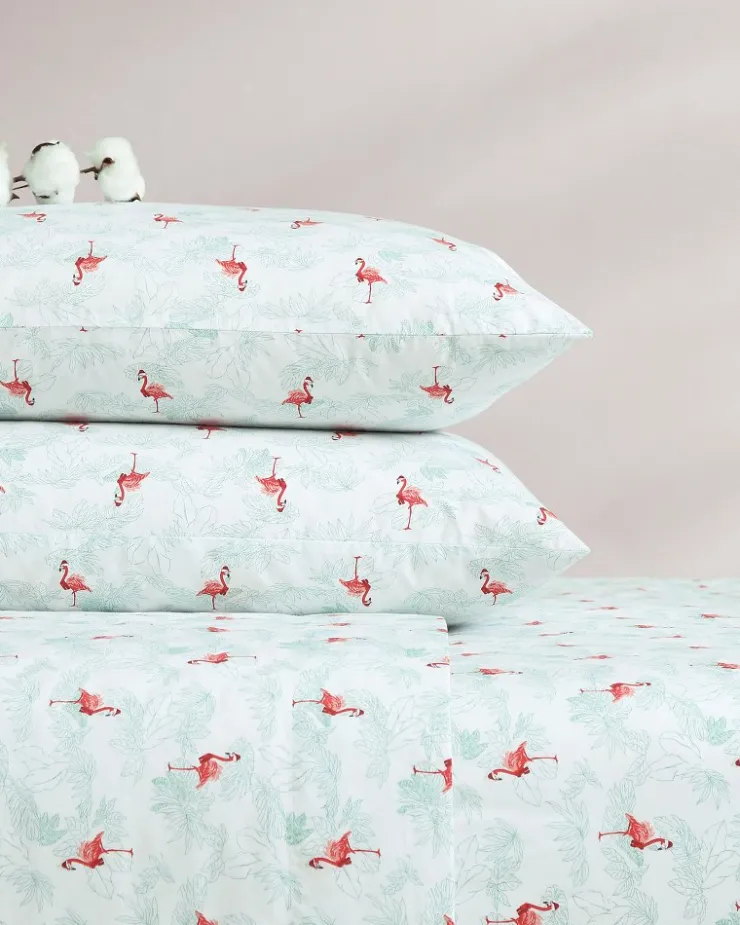 Tommy Bahama Flamingo Santa 4-Piece King Sheet Set- Sheet Sets & Bedskirts