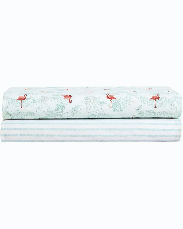 Tommy Bahama Flamingo Santa 4-Piece King Sheet Set- Sheet Sets & Bedskirts