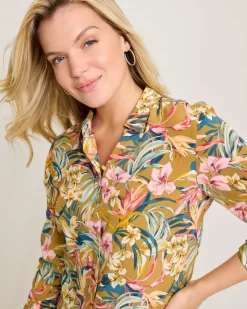 Tommy Bahama Flora Amora Long-Sleeve Silk Shirt-Women Tops & Shirts