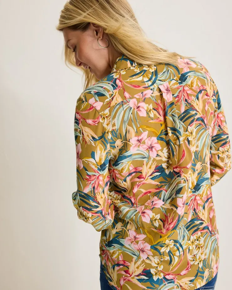 Tommy Bahama Flora Amora Long-Sleeve Silk Shirt-Women Tops & Shirts