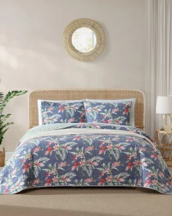 Tommy Bahama Floral Enchantment Reversible 3-Piece Full/Queen Quilt Set- Quilts & Blankets