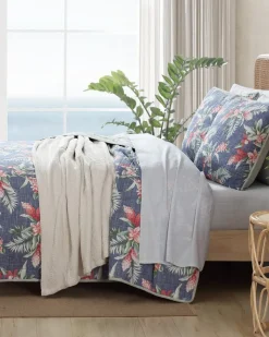 Tommy Bahama Floral Enchantment Reversible 3-Piece King Quilt Set- Quilts & Blankets