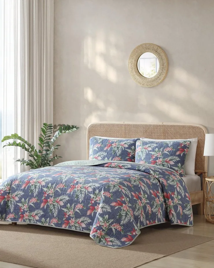 Tommy Bahama Floral Enchantment Reversible 3-Piece King Quilt Set- Quilts & Blankets