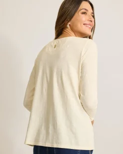 Tommy Bahama Forever Fronds Embellished Lux 3/4-Sleeve T-Shirt-Women Tops & Shirts