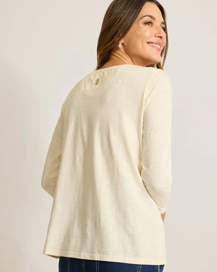 Tommy Bahama Forever Fronds Embellished Lux 3/4-Sleeve T-Shirt-Women Tops & Shirts
