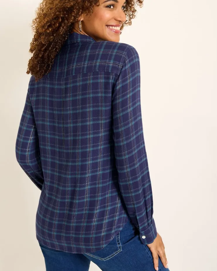 Tommy Bahama Golden Sands Flannel Shirt-Women Tops & Shirts