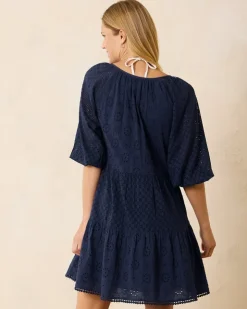 Tommy Bahama Harbour Eyelet Tiered Coverup Dress-Women Beach Coverups|Dresses