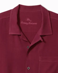 Tommy Bahama Hawaiian Herringbone Silk Camp Shirt- Shirts