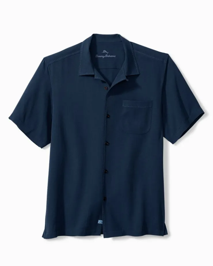 Tommy Bahama Hawaiian Herringbone Silk Camp Shirt- Shirts