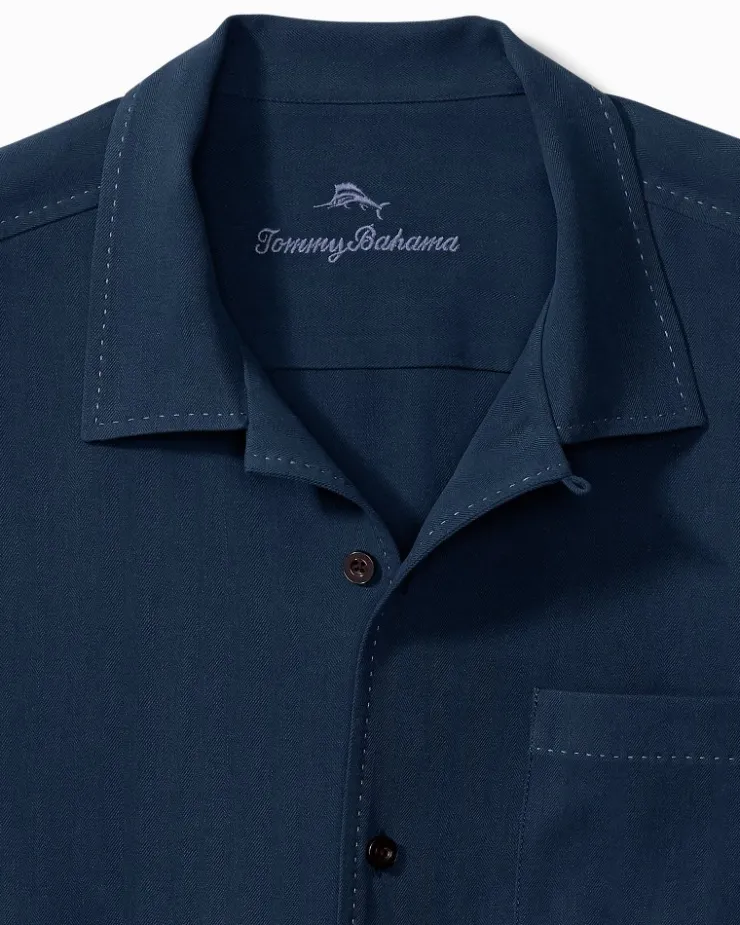 Tommy Bahama Hawaiian Herringbone Silk Camp Shirt- Shirts