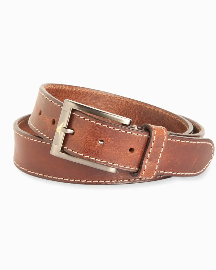 Tommy Bahama Heavy Stitch Leather Belt- Belts