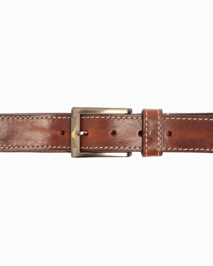 Tommy Bahama Heavy Stitch Leather Belt- Belts