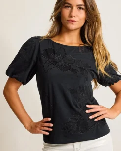 Tommy Bahama Heritage Hibiscus Puff-Sleeve Lux T-Shirt-Women Tops & Shirts