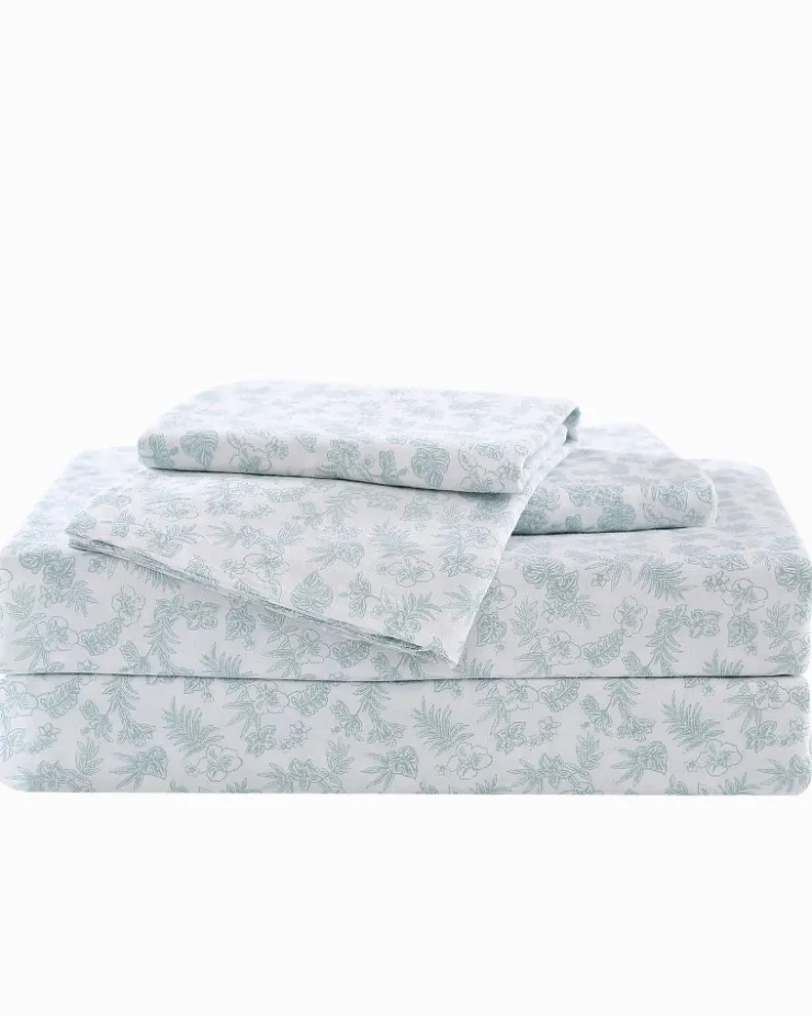 Tommy Bahama Hibiscus Bloom 4-Piece Queen Sheet Set- Sheet Sets & Bedskirts