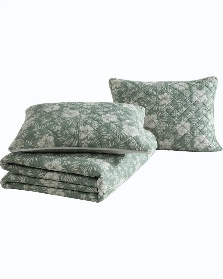Tommy Bahama Hibiscus Reversible 3-Piece Full/Queen Quilt Set- Quilts & Blankets