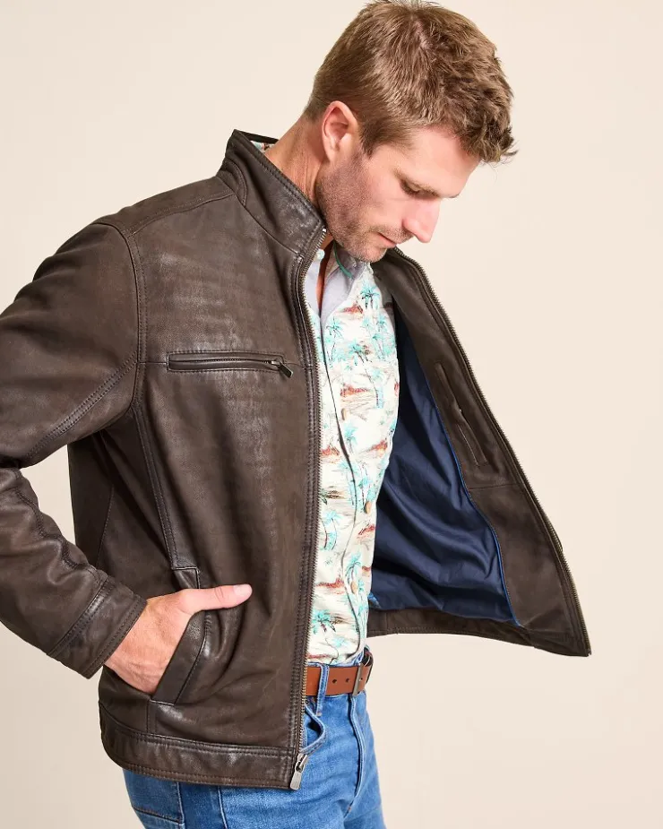 Tommy Bahama Highland Rocker Leather Jacket- Jackets & Outerwear