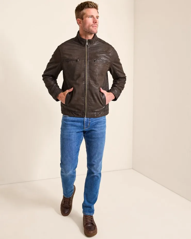 Tommy Bahama Highland Rocker Leather Jacket- Jackets & Outerwear