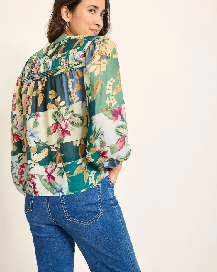 Tommy Bahama Hightide Flora Pintuck Blouse-Women Tops & Shirts