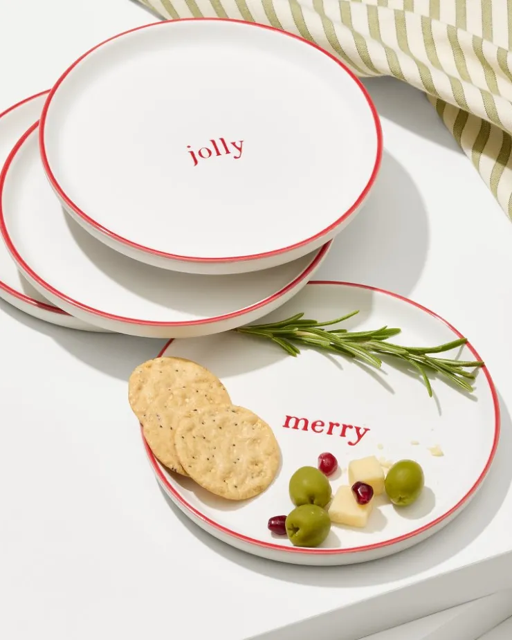 Tommy Bahama Holiday Appetizer Plates—Set of 4- Drinkware & Bar