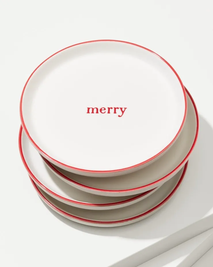 Tommy Bahama Holiday Appetizer Plates—Set of 4- Drinkware & Bar