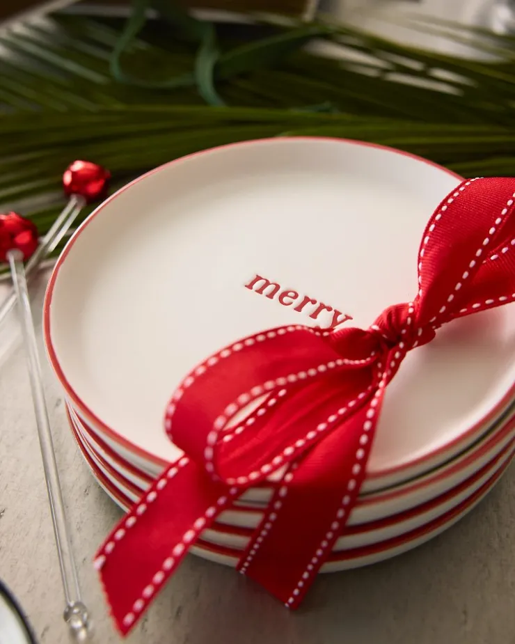 Tommy Bahama Holiday Appetizer Plates—Set of 4- Drinkware & Bar