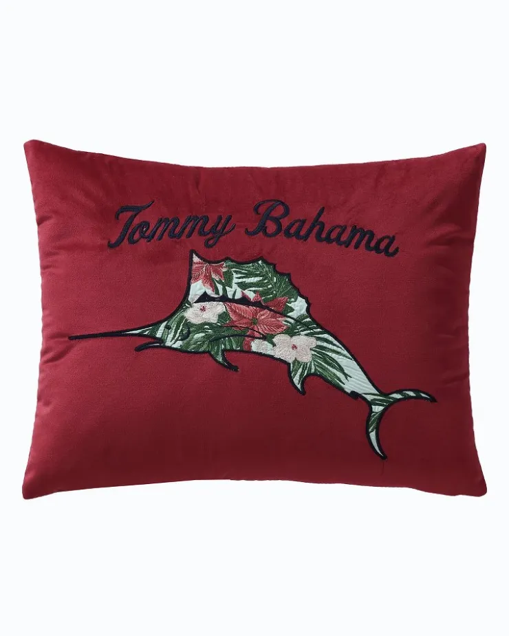 Tommy Bahama Holiday Marlin Velvet Embroide Decorative Pillow- Pillows & Shams