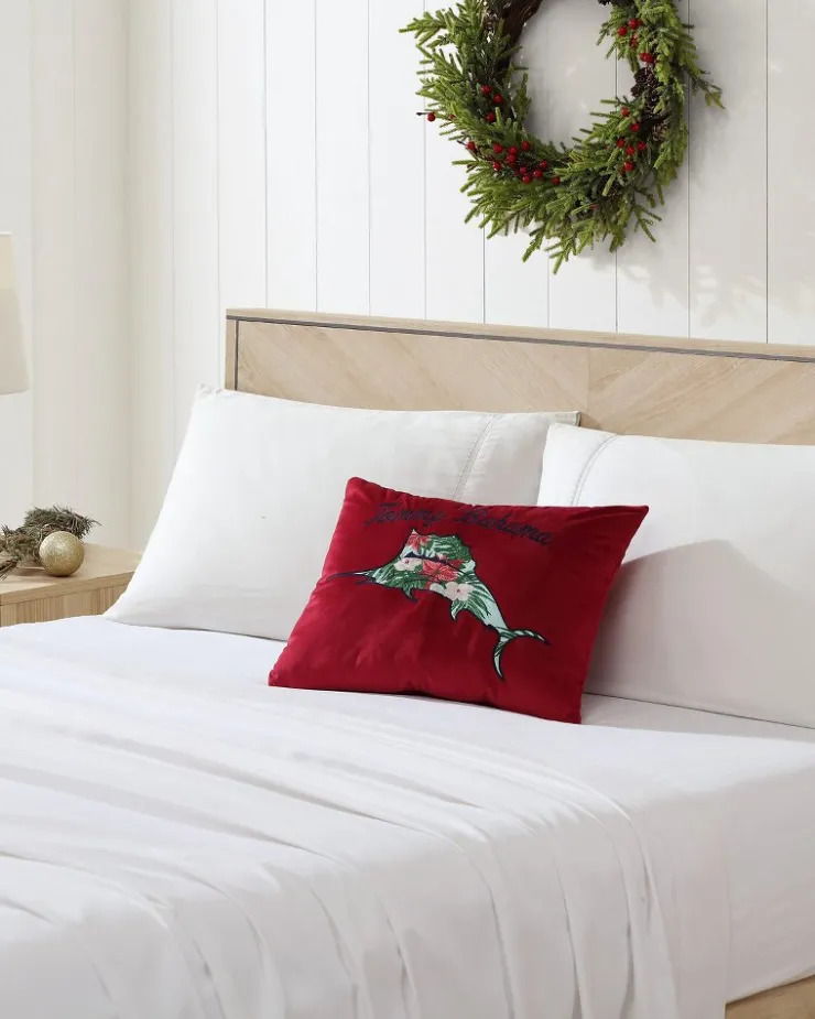 Tommy Bahama Holiday Marlin Velvet Embroide Decorative Pillow- Pillows & Shams