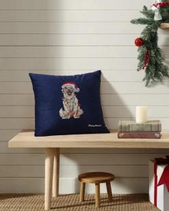 Tommy Bahama Holiday Retriever Velvet Decorative Pillow- Pillows & Shams