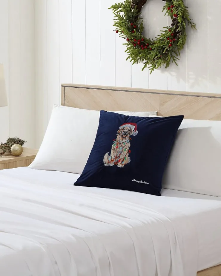 Tommy Bahama Holiday Retriever Velvet Decorative Pillow- Pillows & Shams